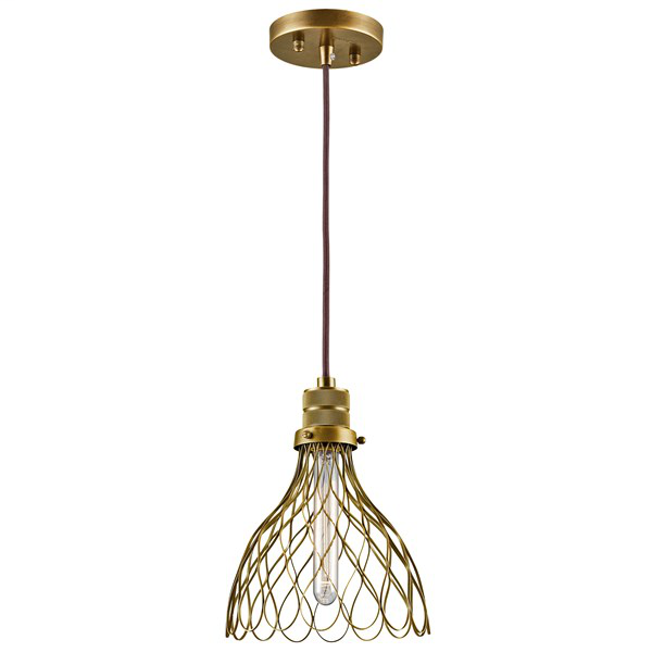 Product image for Kichler 43127NBR Devin 7.75" 1 Light Mini Pendant Natural Brass