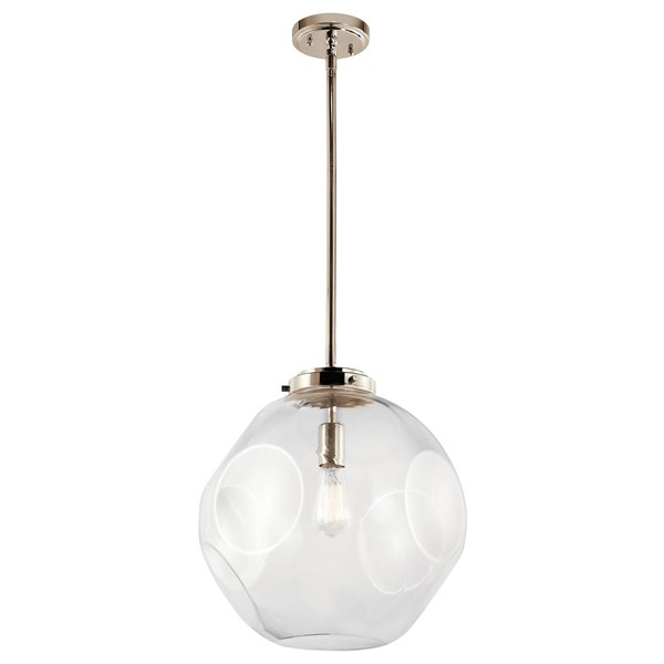 Product image for Kichler 43780PN Ellis 1 Light Pendant Polished Nickel