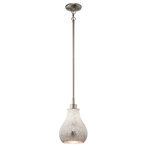 Crystal Ball™ 1 Light White Mosaic Glass Mini Pendant Brushed Nickel