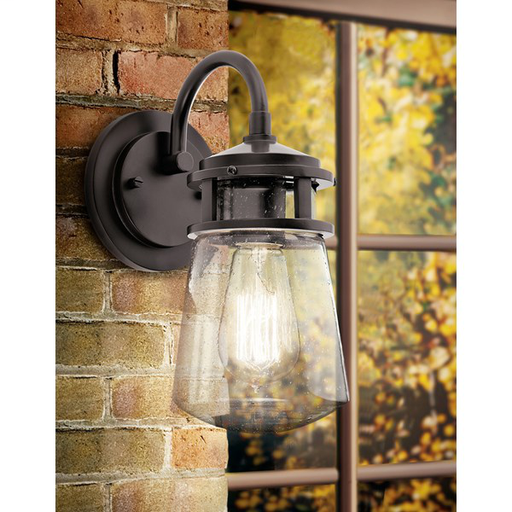 Lyndon™ 11.25" 1 Light Wall Light with Clear Seeded Glass Architectural Bronze