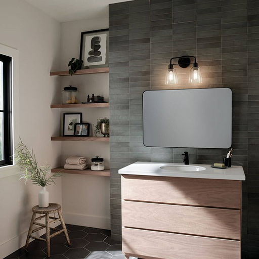 Meller™ 15" 2 Light Vanity Light with Clear Glass Black