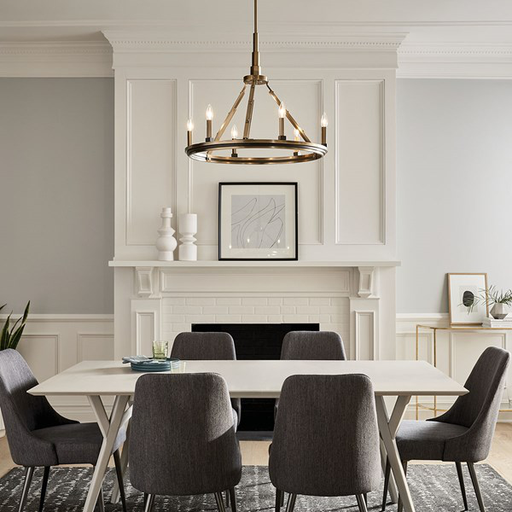 Emmala™ 24" 6 Light Chandelier Brushed Natural Brass and Black