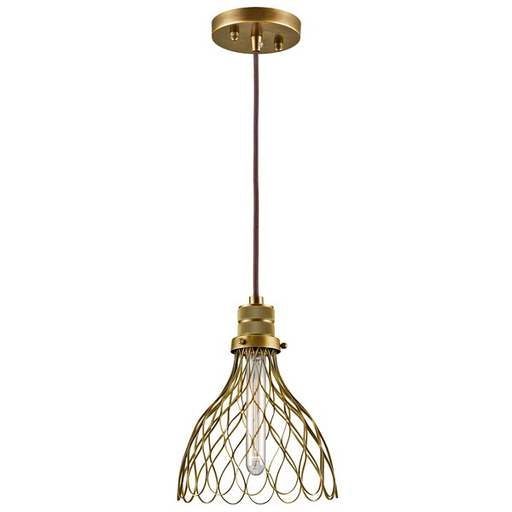 Product image for Kichler 43127NBR Devin 7.75" 1 Light Mini Pendant Natural Brass