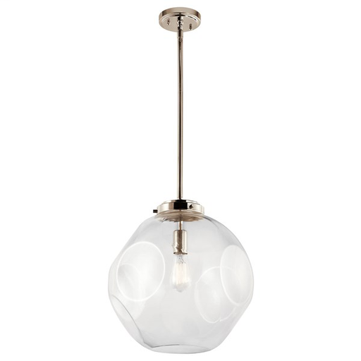 Product image for Kichler 43780PN Ellis 1 Light Pendant Polished Nickel