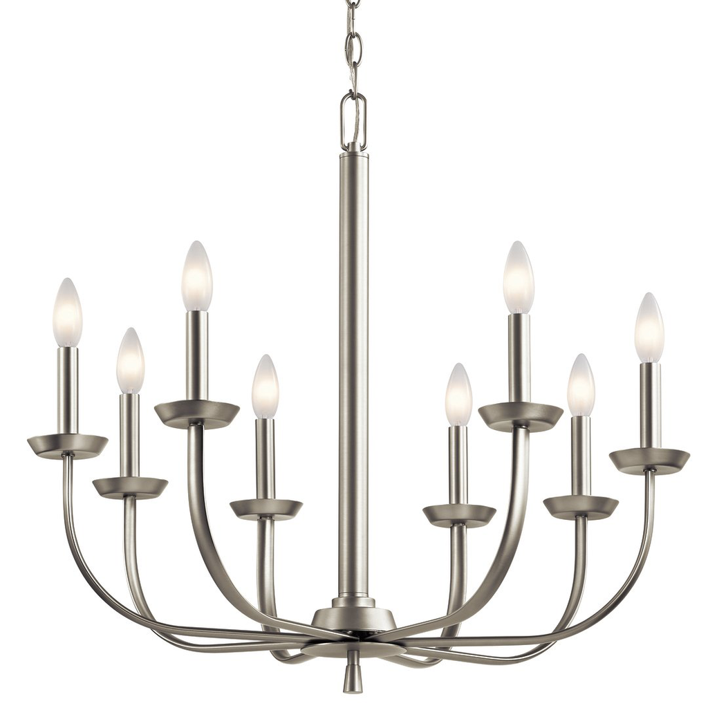 Product image for Kichler 52388NI Kennewick 8 Light Chandelier Nickel
