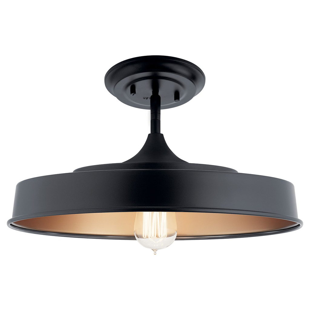 Product image for Kichler 52098BK Elias 16" 1 Light Semi Flush Black