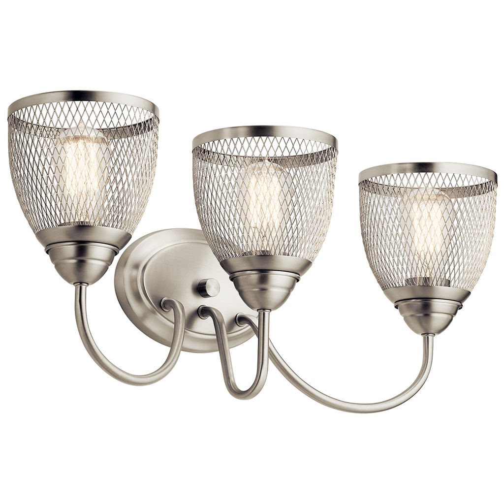 Product image for Kichler 55043NI Voclain™ 24" 3 Light Vanity Light with Mesh Shade Brushed Nickel