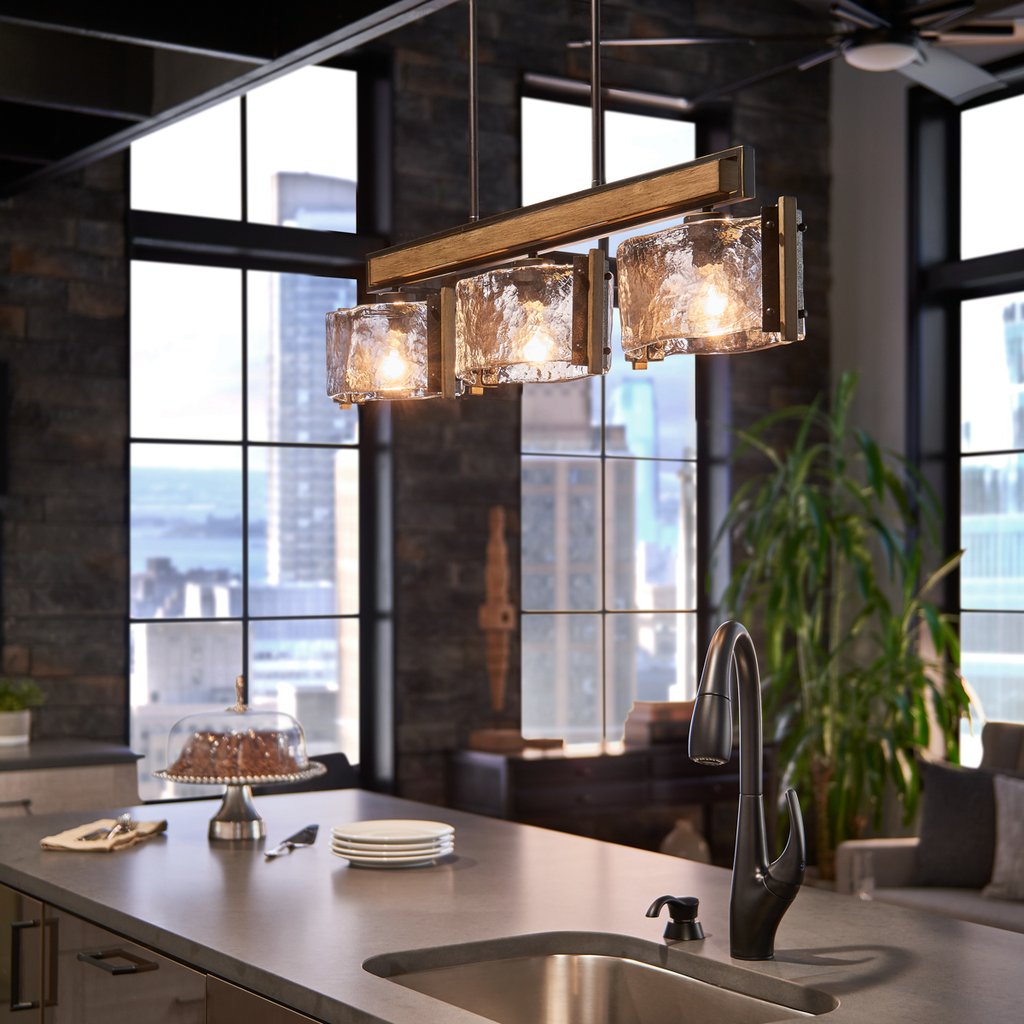 Product image for Kichler 43896OZ Aberdeen 3 Light Linear Chandelier Olde Bronze®