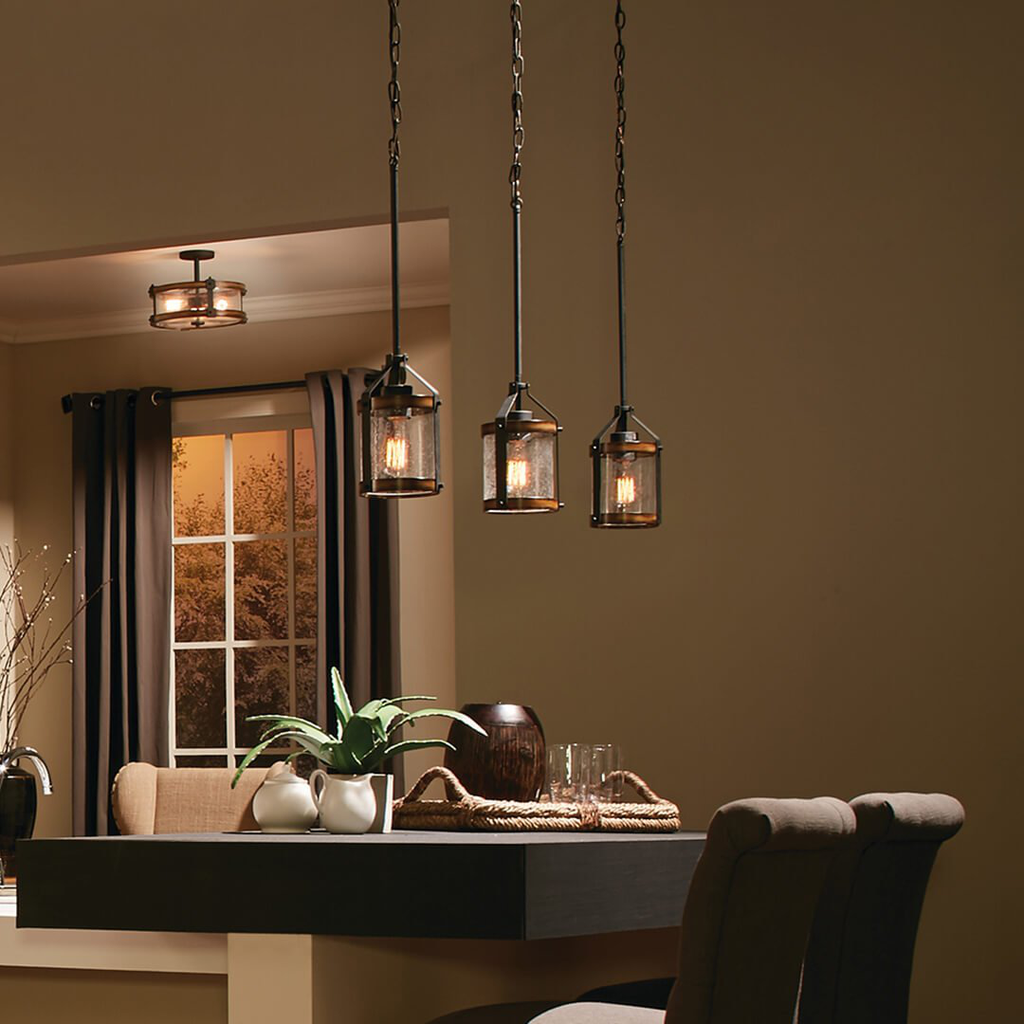 Product image for Kichler 34808 Barrington 1 Light Pendant Distressed Black