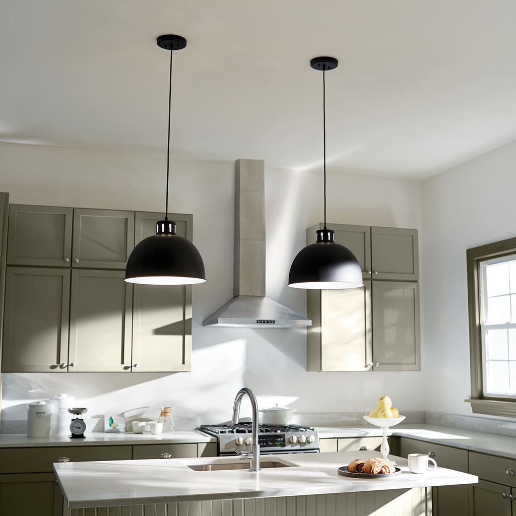 Product image for Kichler 52153BK Zailey™ 12.5" 1 Light Pendant Black