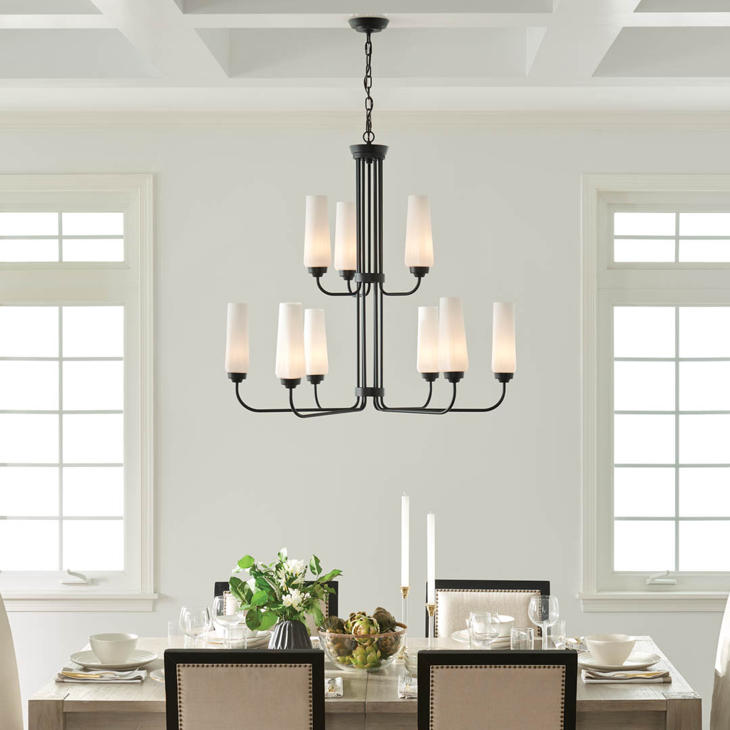 Product image for Kichler 52482BK Truby 9 Light 2 Tier Chandelier Black