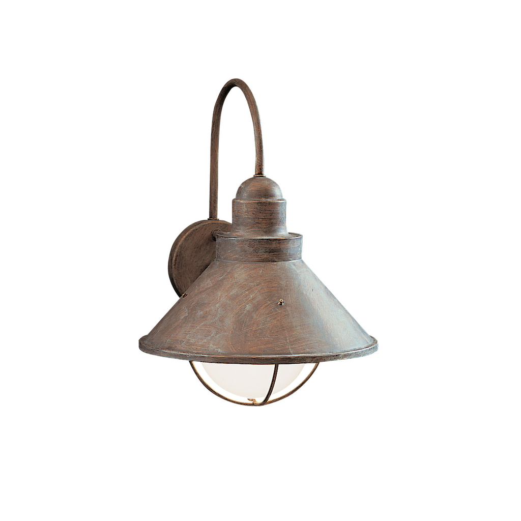 Product image for Kichler 9023OB Seaside™14.25" 1 Light Outdoor Wall Light with Glass Globe Olde Brick