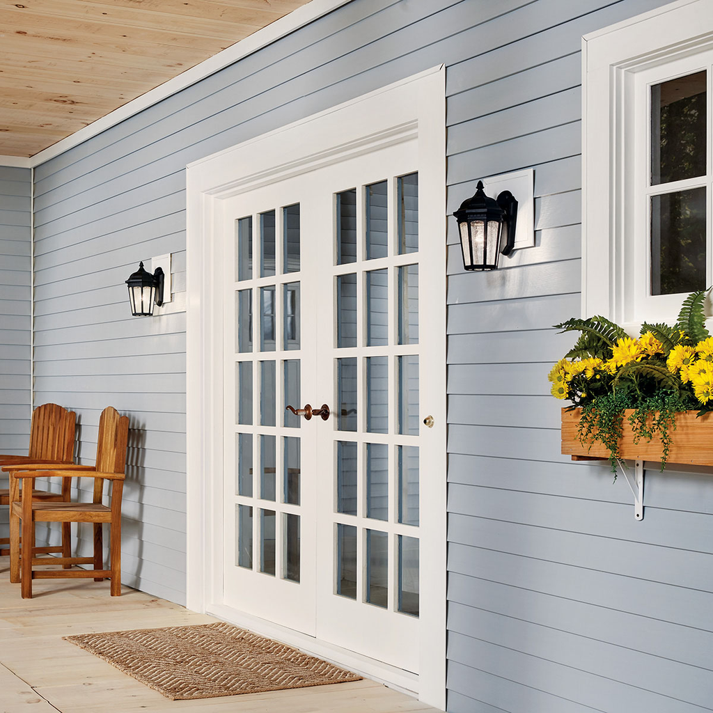 Product image for Kichler 9032BKT Courtyard™ 11" 1 Light Wall Textured Black