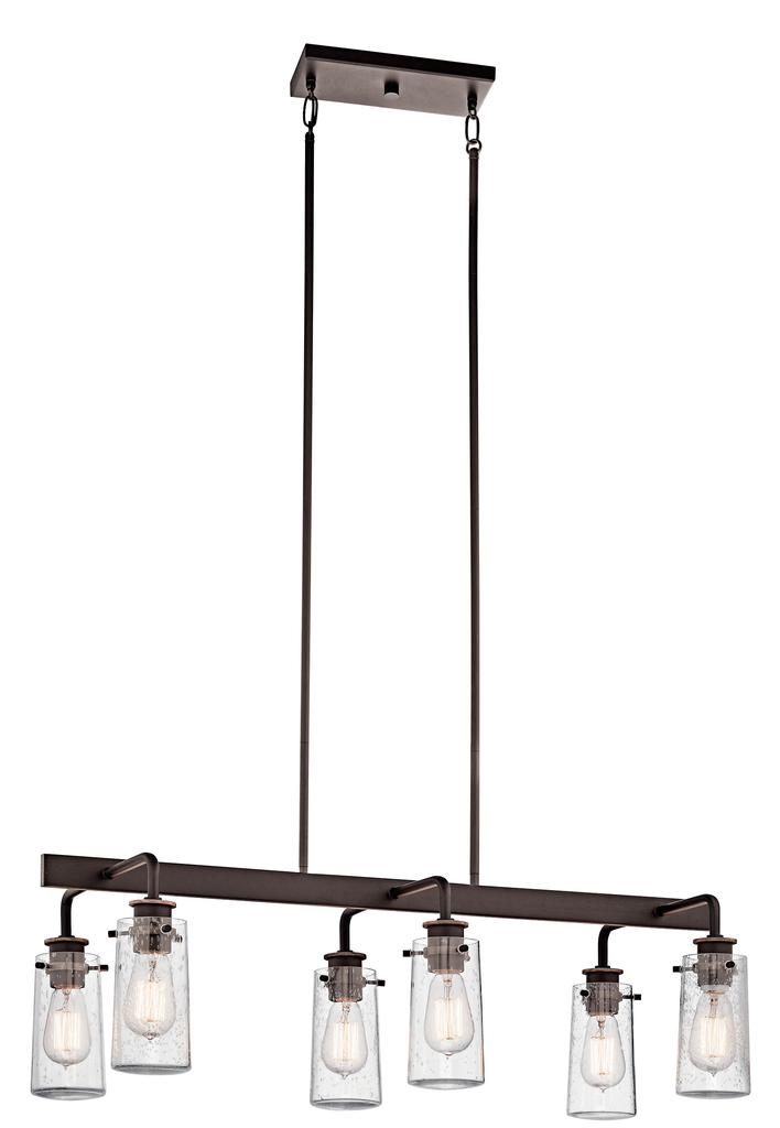 Product image for Kichler 43059OZ Braelyn™ 11.25" 6 Light Linear Chandelier with Clear Seeded Glass Olde Bronze®