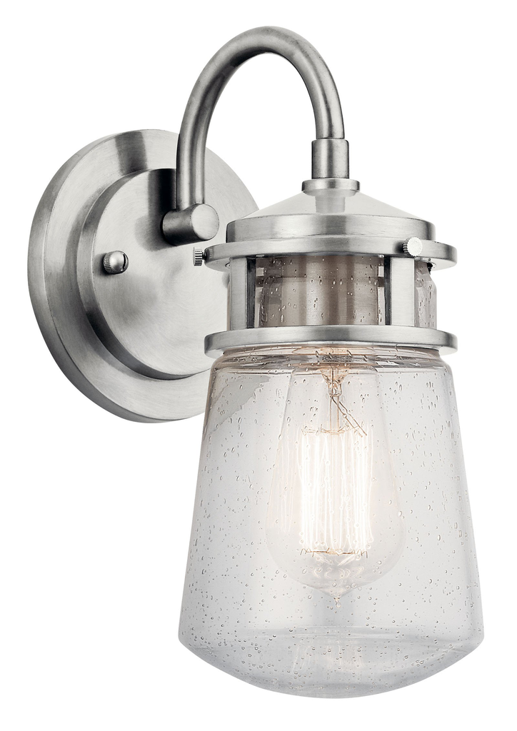 Product image for Kichler 49444BA Lyndon™ 11.25" 1 Light Wall Light with Clear Seeded Glass Brushed Aluminum