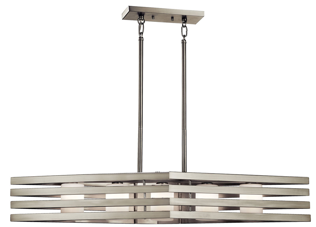 Product image for Kichler 43687NI Realta 5 Light Linear Chandelier Brushed Nickel