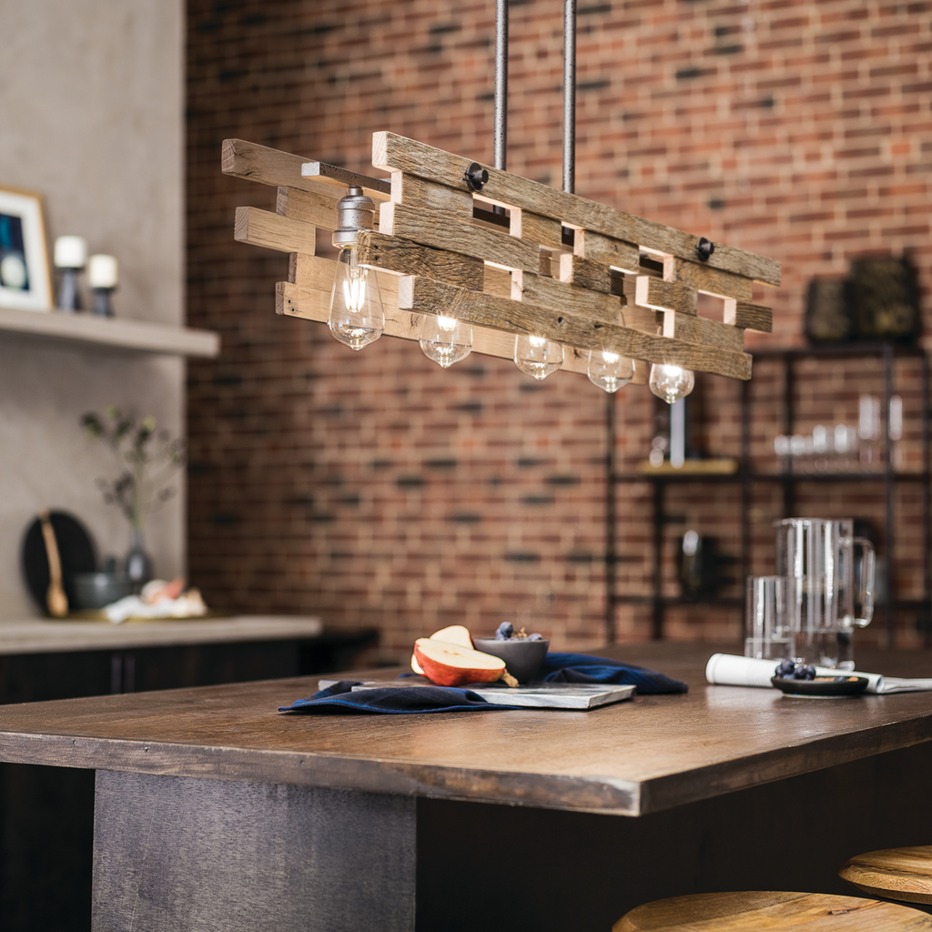 Product image for Kichler 44229AVI Cuyahoga Mill™ 5 Light Linear Chandelier Anvil Iron