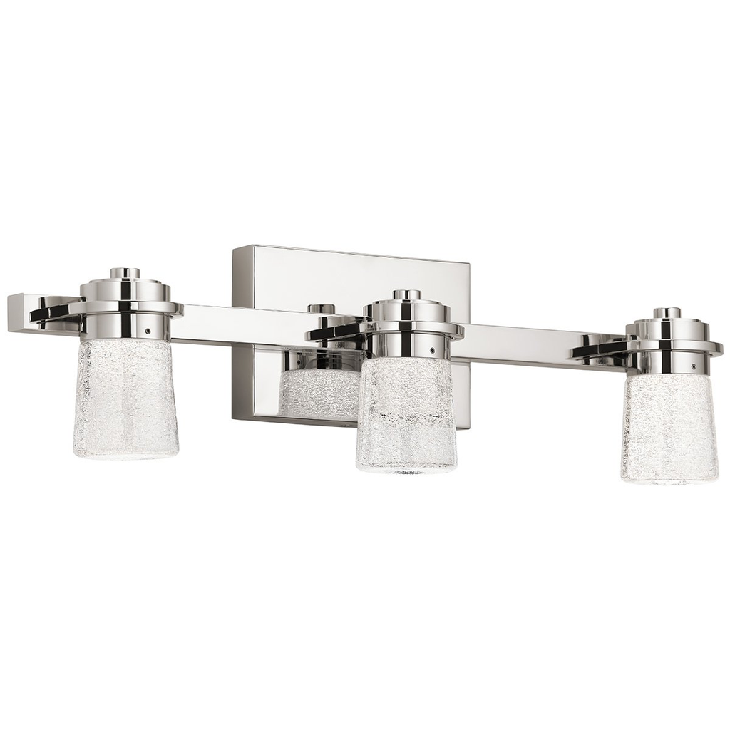 Product image for Kichler 85070PN Vada 3000K LED 3 Light Vanity Light Polished Nickel
