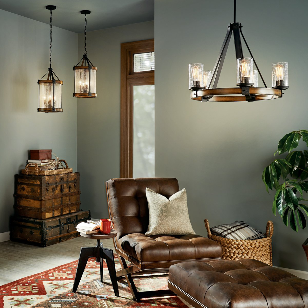 Product image for Kichler 34689 Barrington 4 Light Pendant Distressed Black