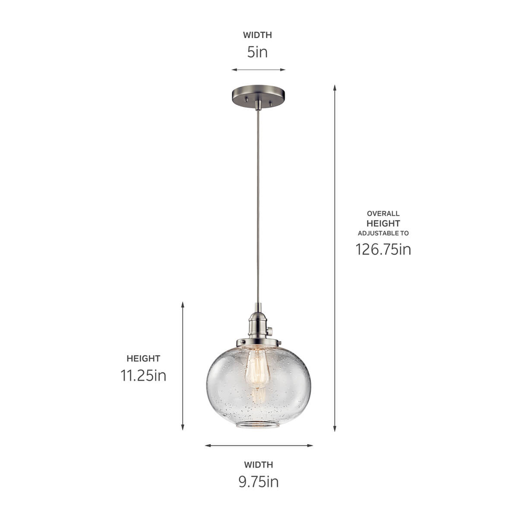 Avery 9.75" Mini Pendant & Nickel