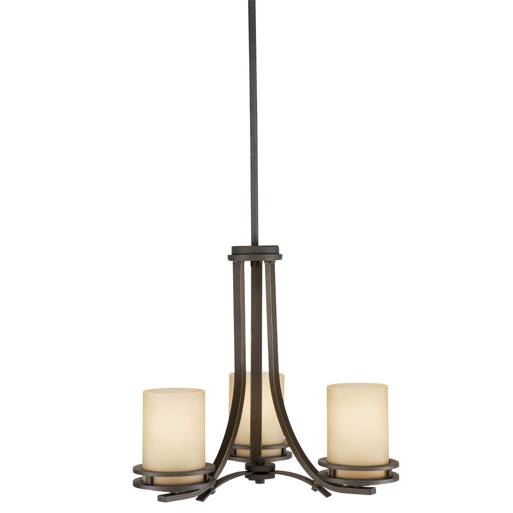 Product image for Kichler 1671OZ Hendrik™ 16.75" 3 Light Chandelier with Light Umber Etched Glass Olde Bronze®