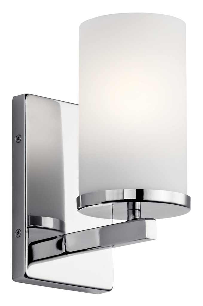 Product image for Kichler 45495CH Crosby 9.25" 1 Light Wall Sconce with Satin Etched Cased Opal Chrome