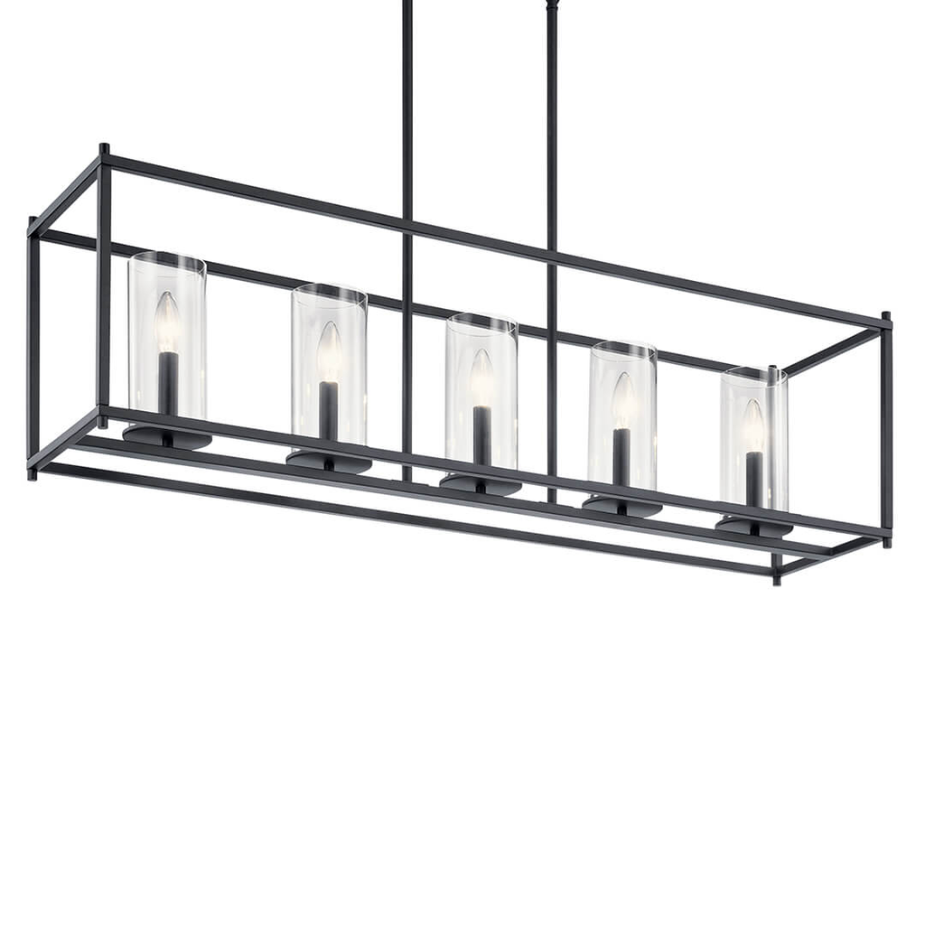 Product image for Kichler 43995BK Crosby 5 Light Linear Chandelier Black