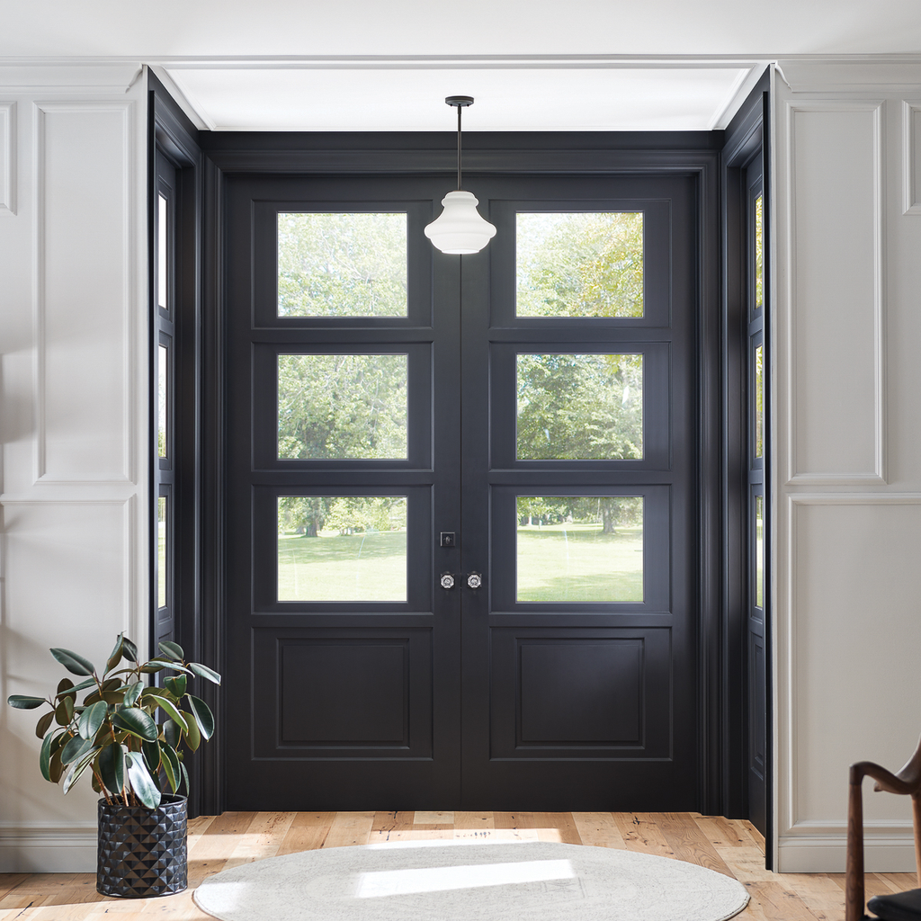 Product image for Kichler 42044OZWH Everly™ 10.25" 1 Light Schoolhouse Pendant Satin Etched Cased Opal Glass Olde Bronze®