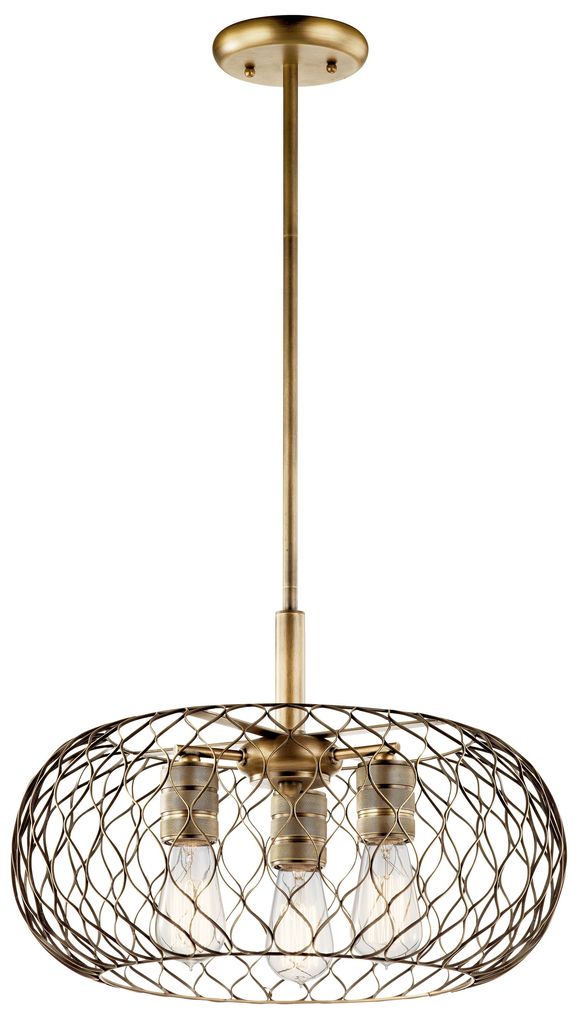 Product image for Kichler 43958NBR Devin 3 Light Pendant Natural Brass