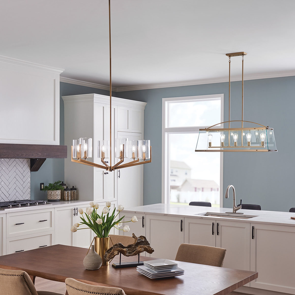 Product image for Kichler 52314BNB Nye™ 14.75" 6 Light Chandelier with Clear Glass Brushed Natural Brass