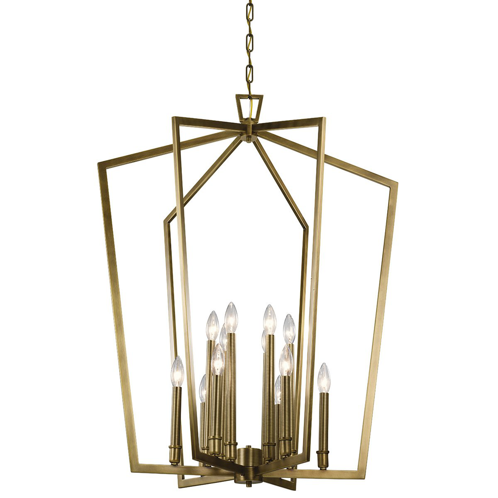 Product image for Kichler 43496NBR Abbotswell 30" 12 Light Foyer Chandelier Natural Brass