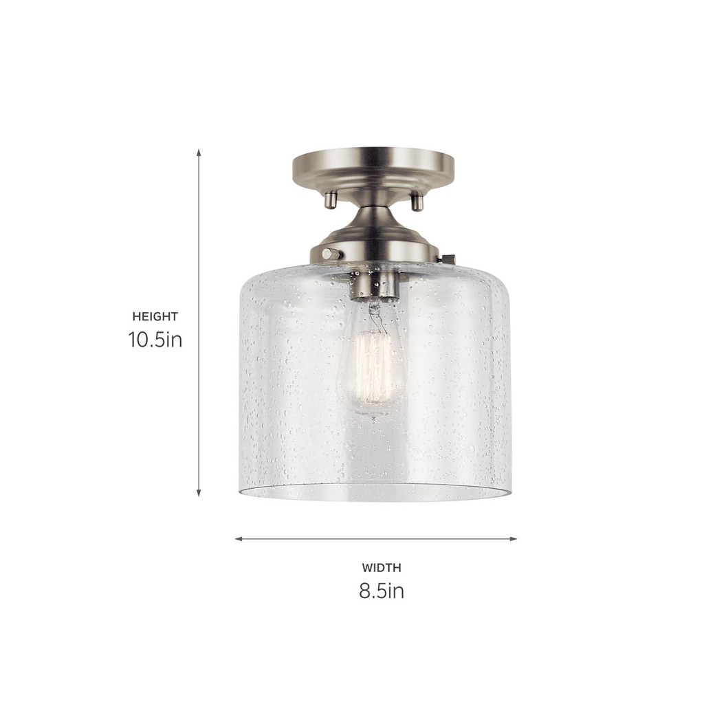 Winslow 8.5" 1 Light Semi Flush in Nickel