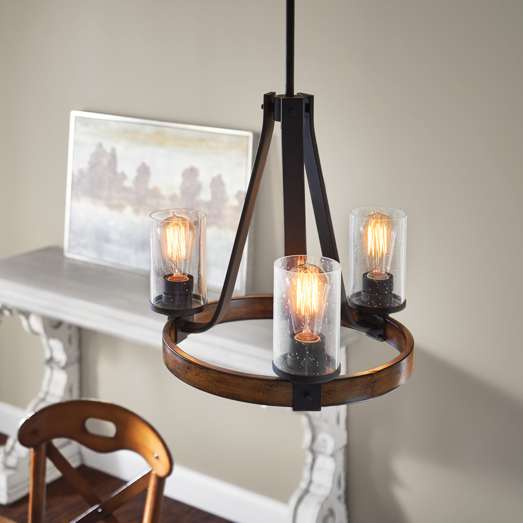 Product image for Kichler 34687 Barrington 3 Light Chandelier Distressed Black