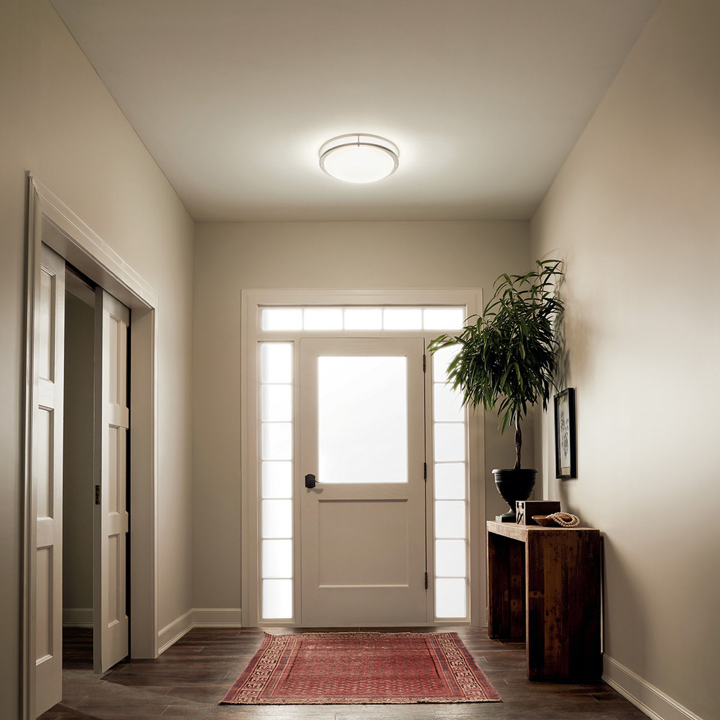 Product image for Kichler 10789NILED Avon 32.5" LED Oval Flush Mount Brushed Nickel