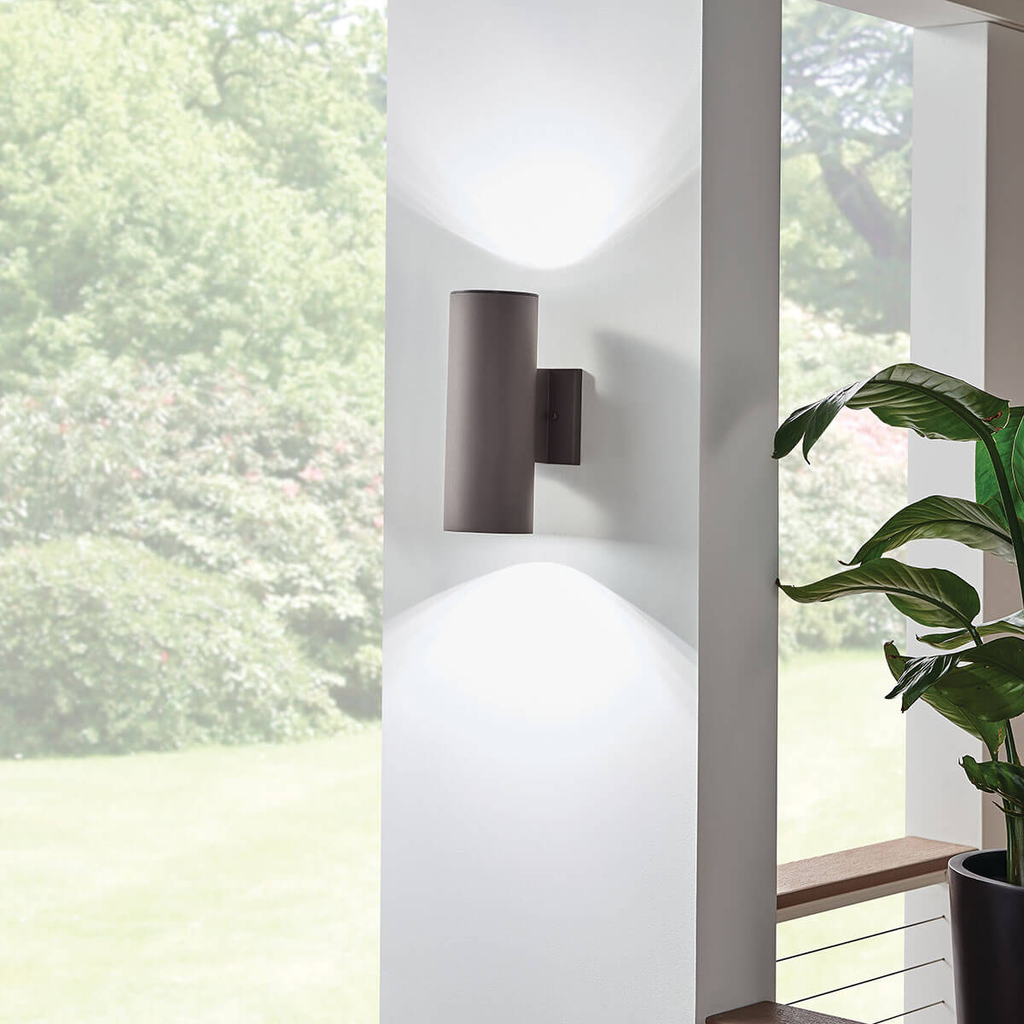 Product image for Kichler 11251AZT30 Cylinder 3000K LED 12" Wall Light Textured Architectural Bronze