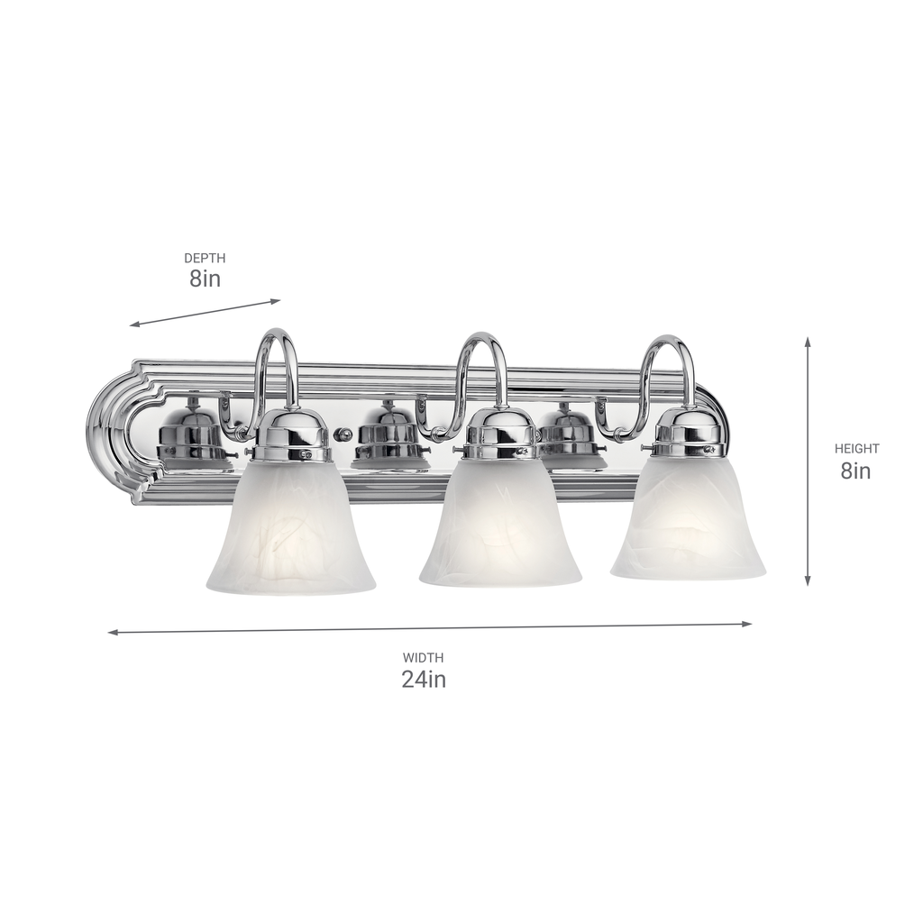 24" 3 Light Vanity Light Chrome
