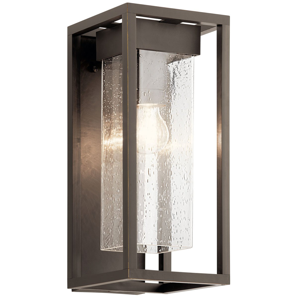 Product image for Kichler 59061OZ Mercer™ 16" 1 Light Wall Light Clear Seeded Glass Olde Bronze®