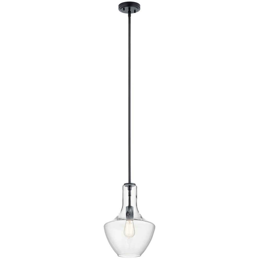 Everly 15" Bell Pendant Clear Glass Black