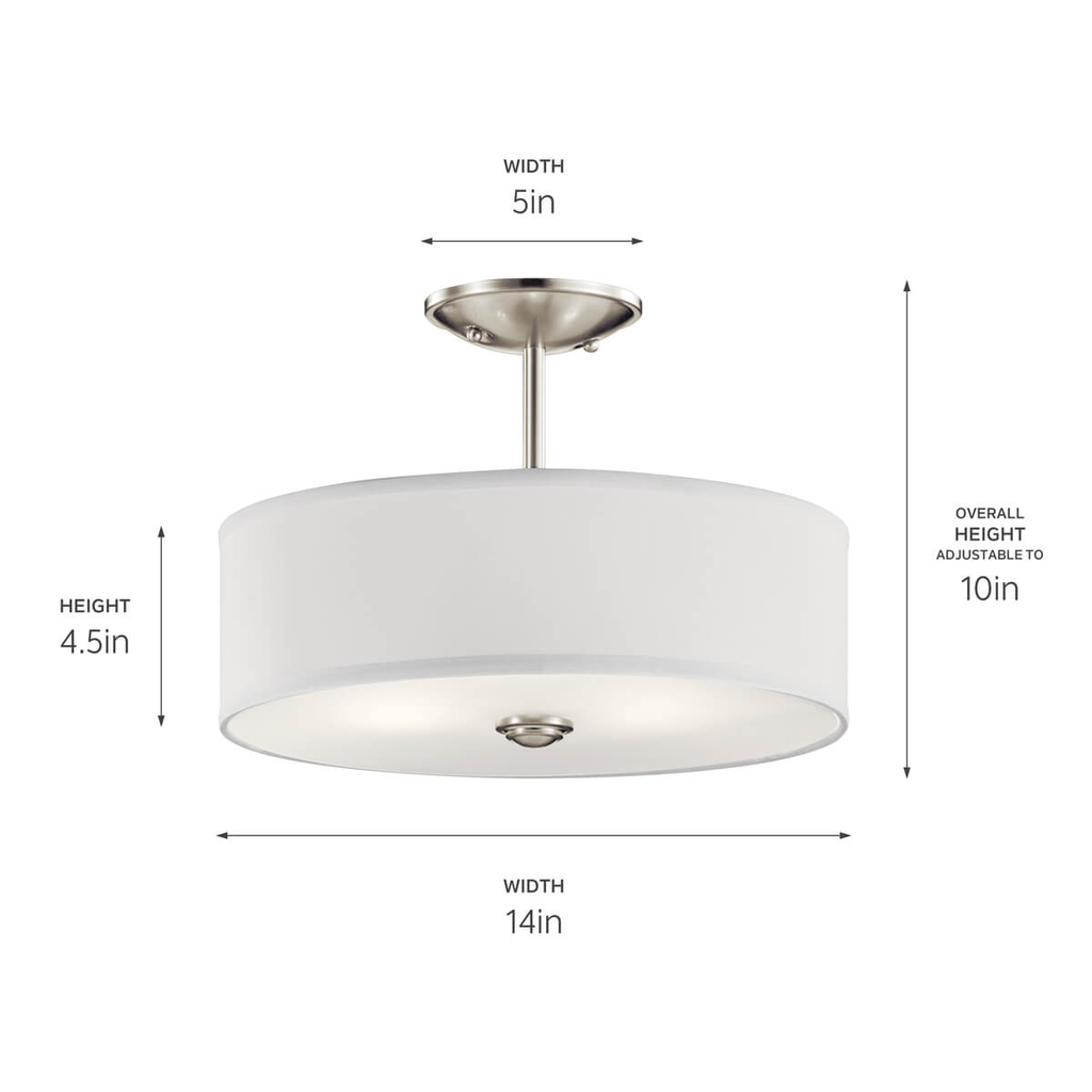 Shailene 14" Round Semi Flush Nickel