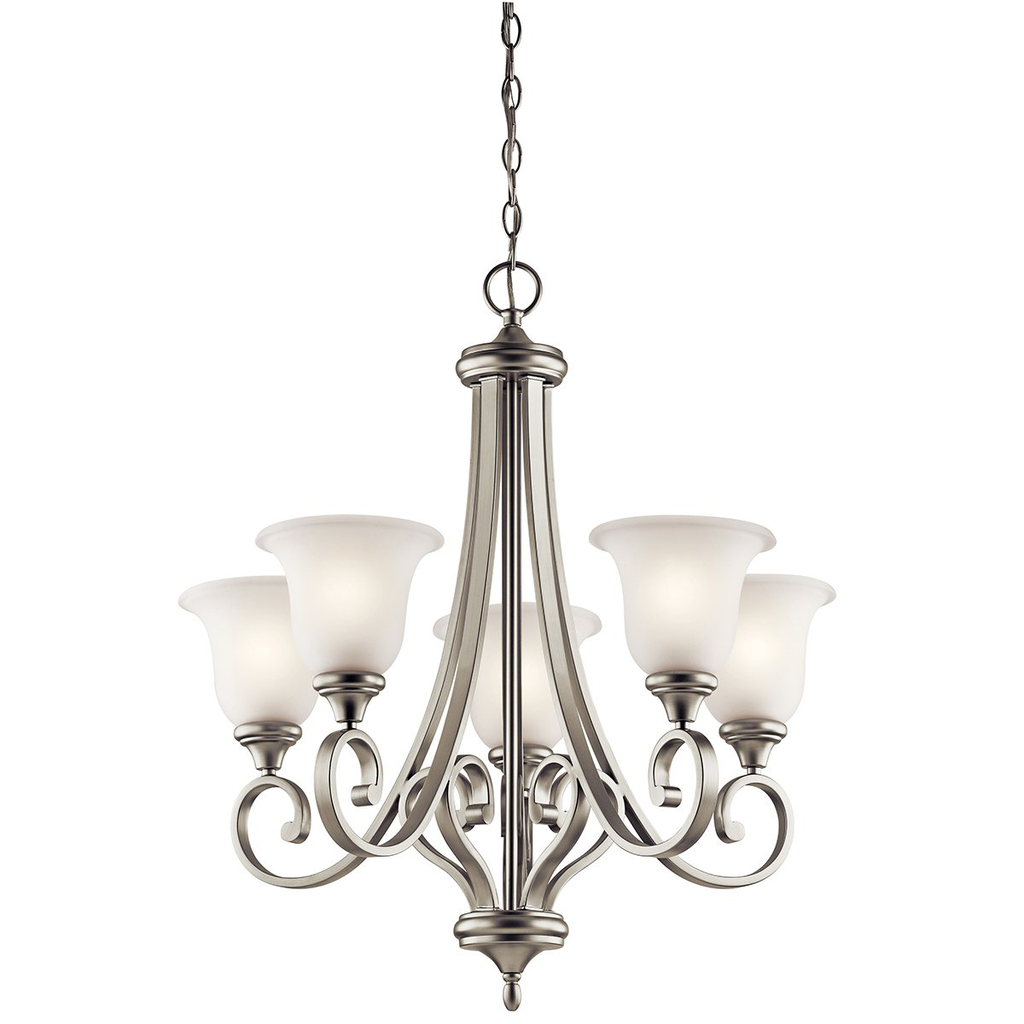 Product image for Kichler 43156NIL18 Monroe™ 5 Light Chandelier with LED Bulbs Brushed Nickel