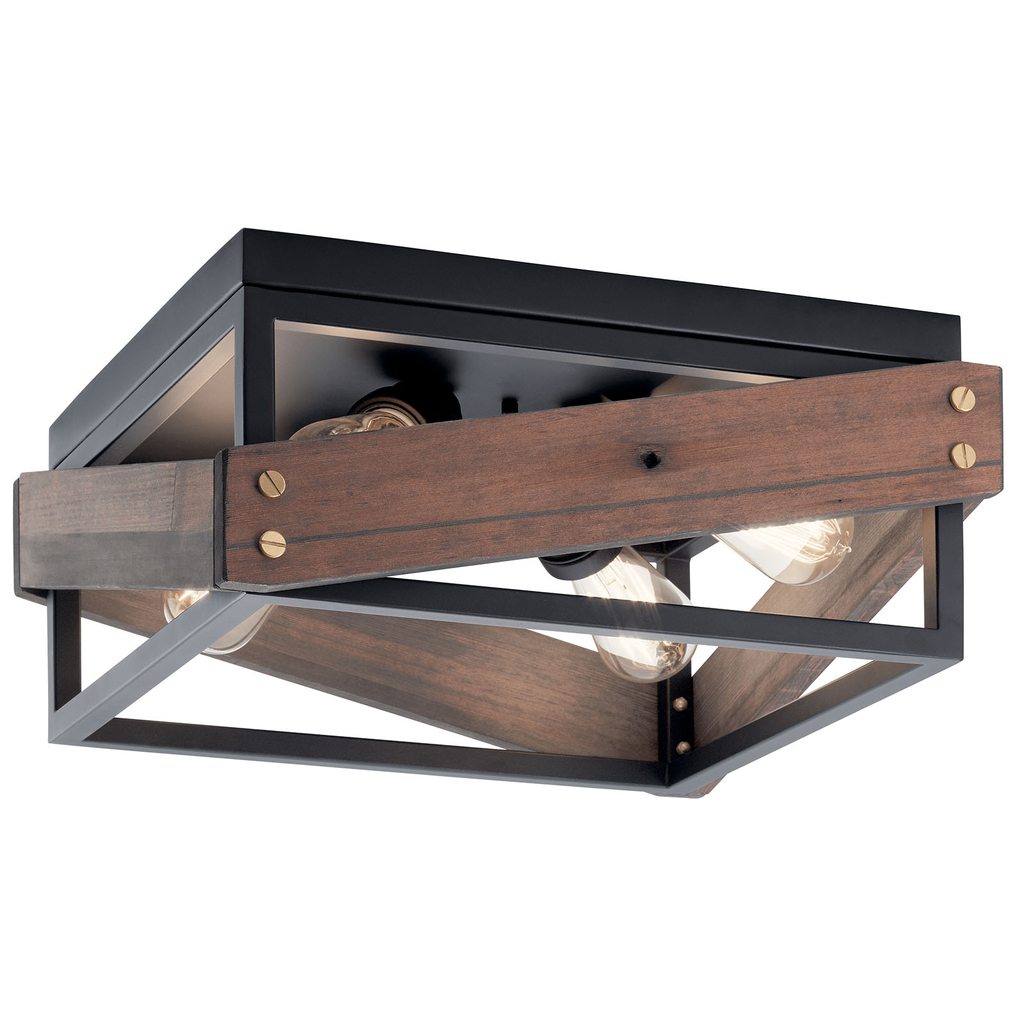 Product image for Kichler 44224BK Fulton Cross™ 4 Light Flush Mount Black