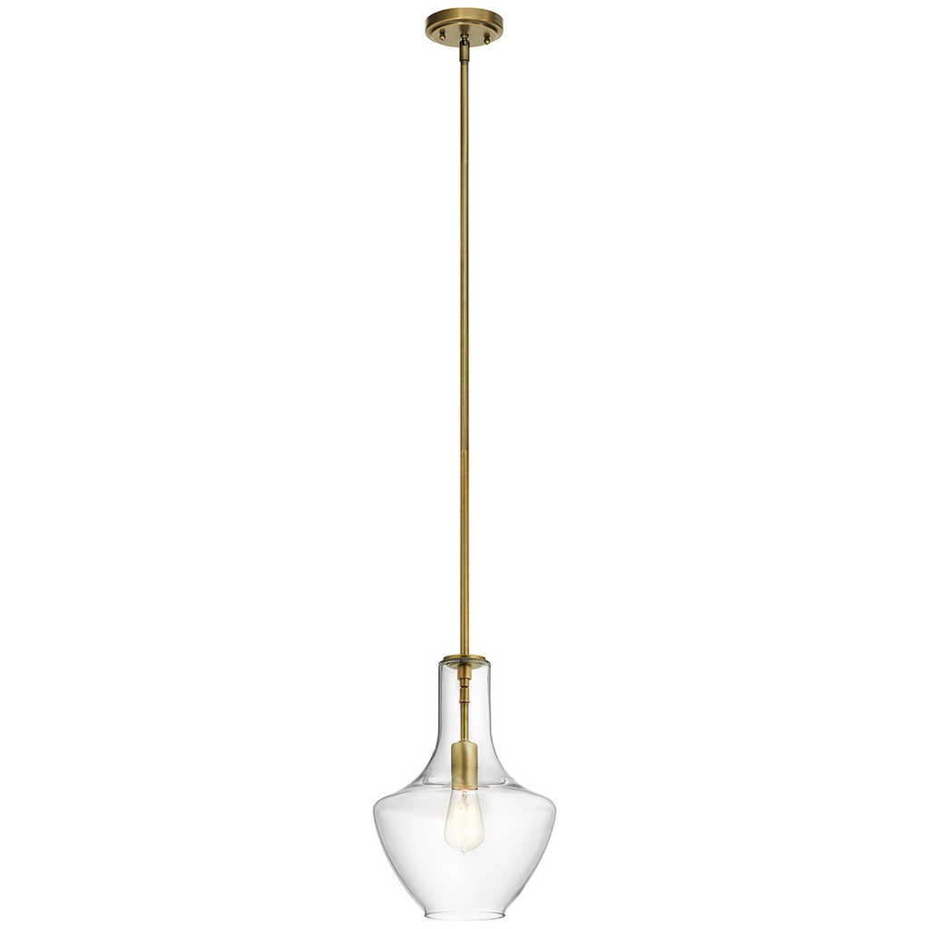 Everly 15.25" Pendant Clear Glass Brass