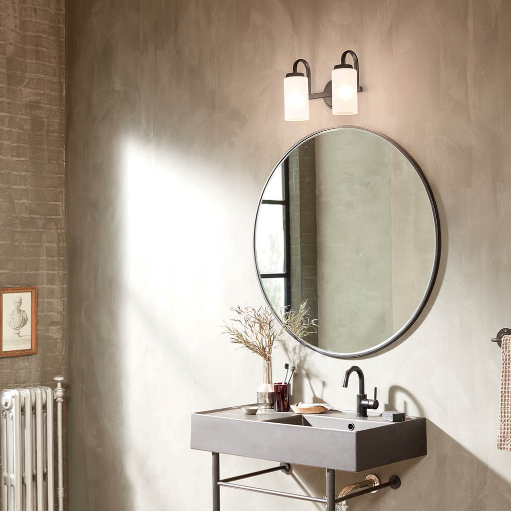 Product image for Kichler 55086BK Kennewick™ 2 Light Vanity Light in Black