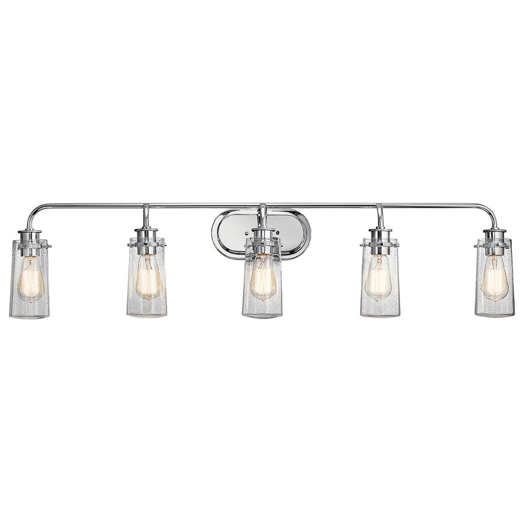 Product image for Kichler 45461CH Braelyn™ 44" 5 Light Vanity Light with Clear Seeded Glass Chrome