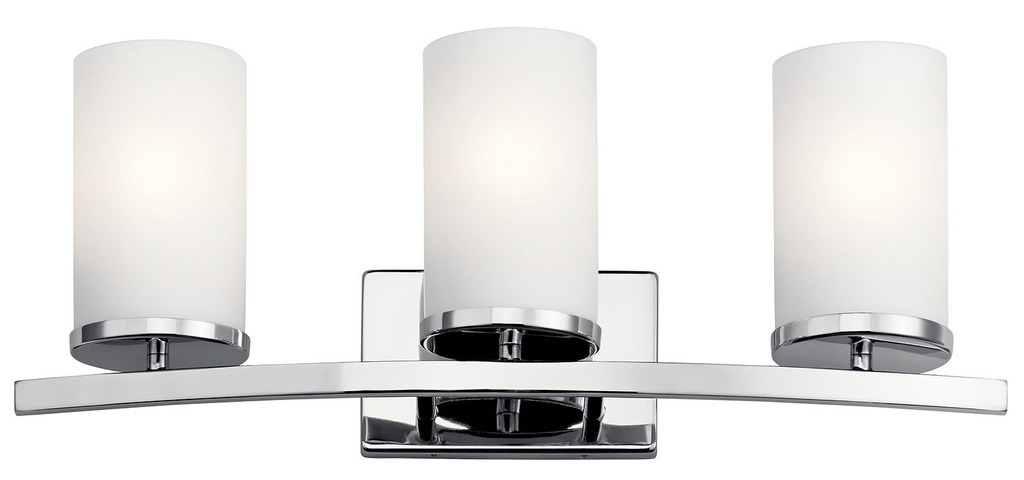 Product image for Kichler 45497CH Crosby 23" 3 Light Vanity Light Satin Etched Cased Opal Chrome