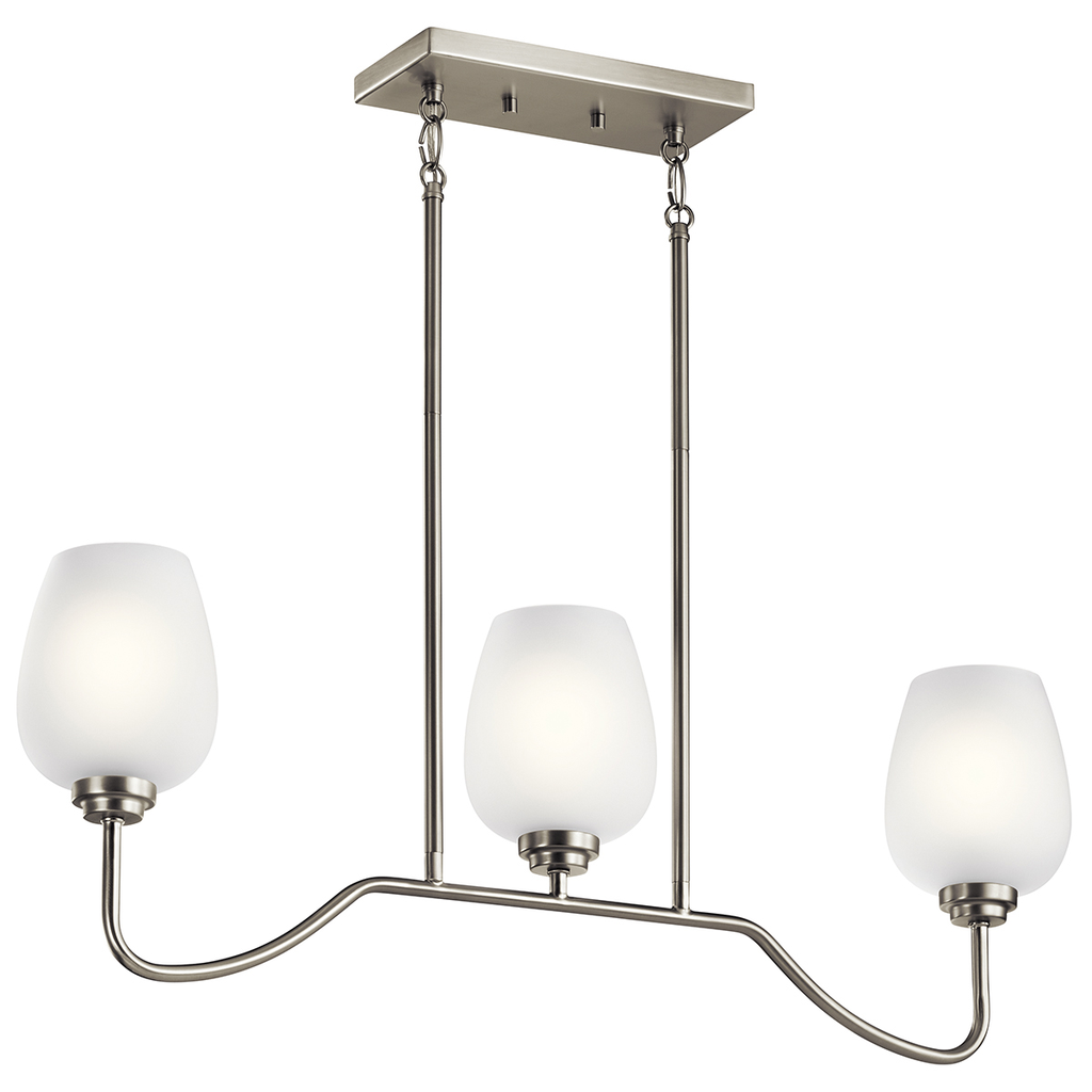 Product image for Kichler 44379NI Valserrano™ 31" 3 Light Linear Chandelier Brushed Nickel