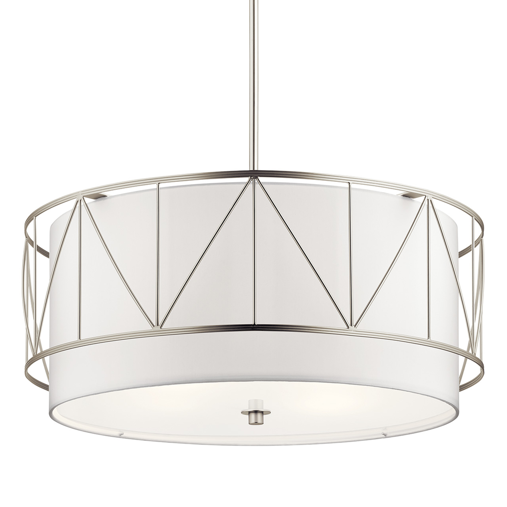 Product image for Kichler 52072SN Birkleigh™ 11.5" 4 Light Pendant with Satin Etched Glass Satin Nickel