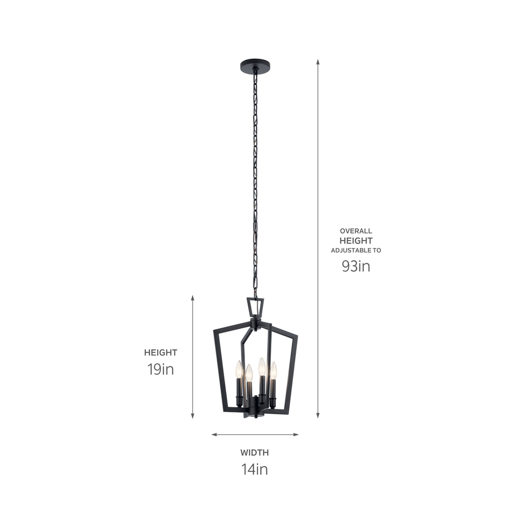 Abbotswell 19" 4 Light Pendant Black