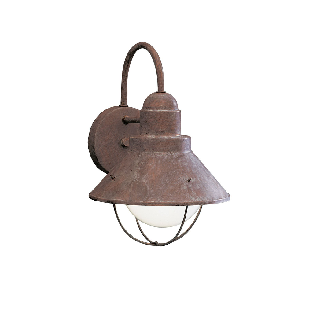 Product image for Kichler 9022OB Seaside™12" 1 Light Outdoor Wall Light with Glass Globe Olde Brick