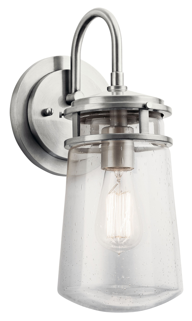 Product image for Kichler 49445BA Lyndon™ 15" 1 Light Wall Light with Clear Seeded Glass Brushed Aluminum